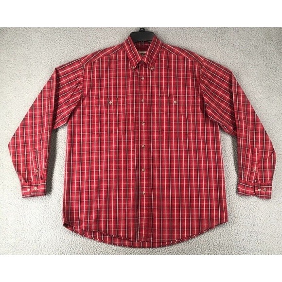 Wrangler Other - Wrangler Rugged Wear Shirt Size L Wrinkle Resist Long Sleeve Red Plaid